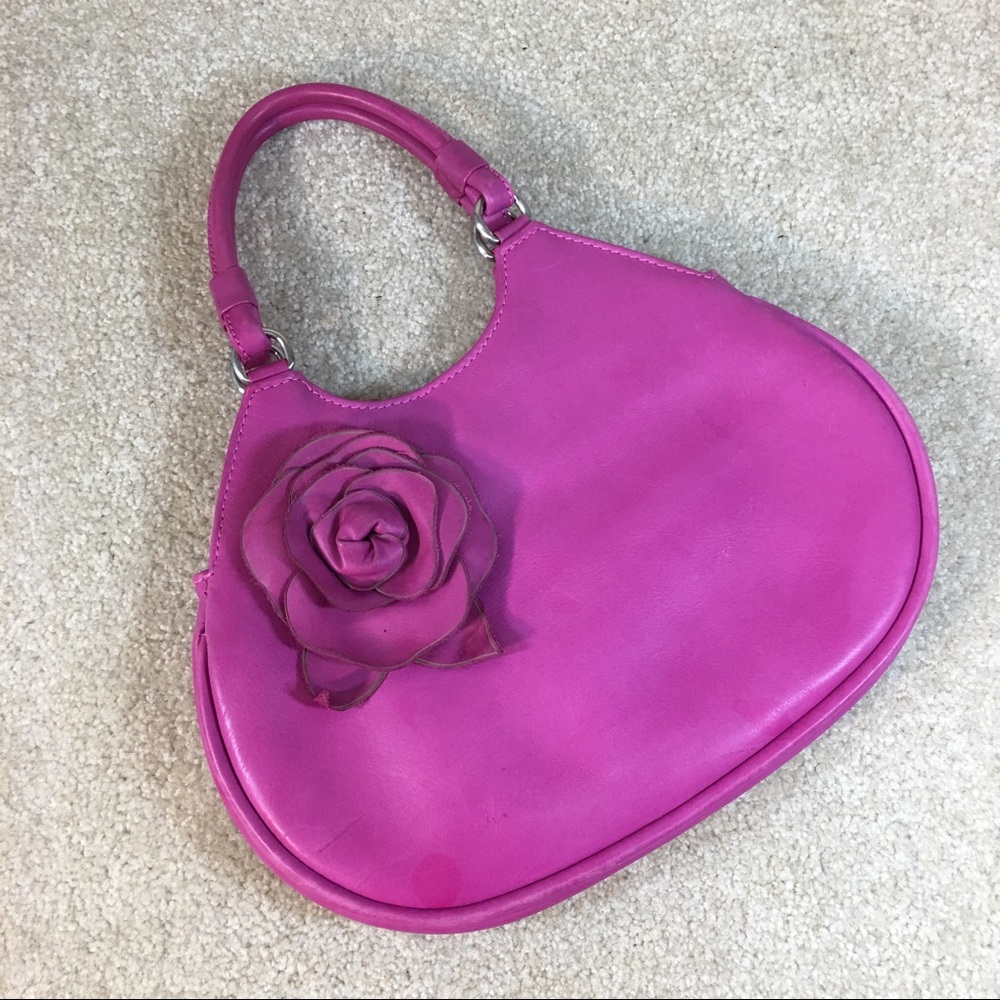 Donald J Pliner Hot Pink Rosebud Pocketbook Purse